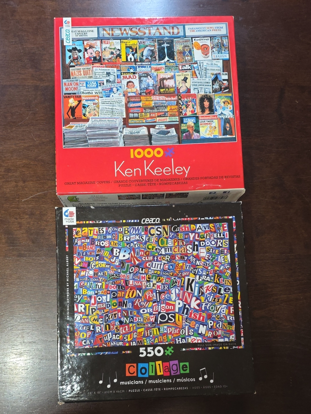 2 Ceaco Puzzles - Great Magazine Covers 1000 Pcs & Musicians 550 Pcs